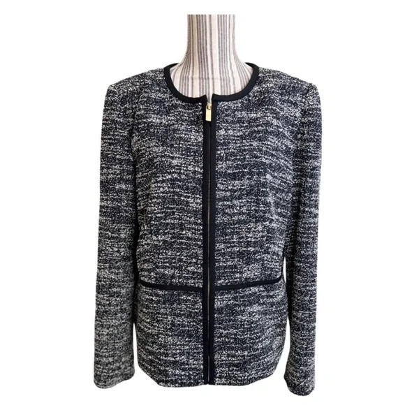 Donna Karan Black and White Tweed Blazer Size 16 - Picture 8 of 9